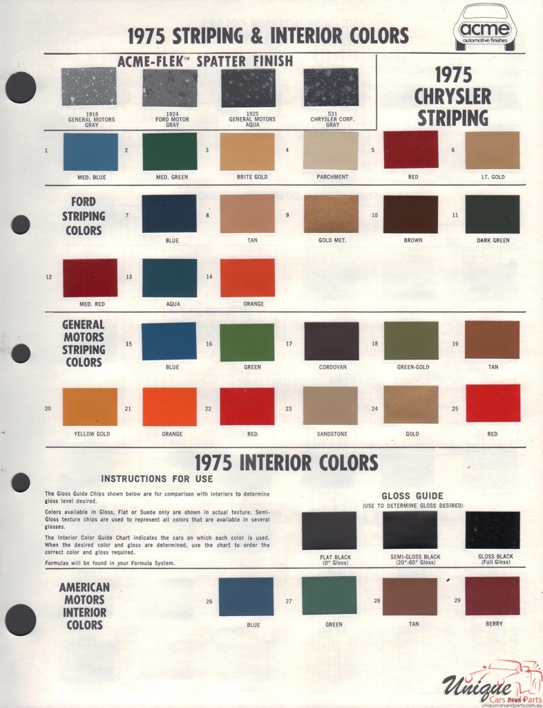 1975 General Motors Paint Charts Acme 7
